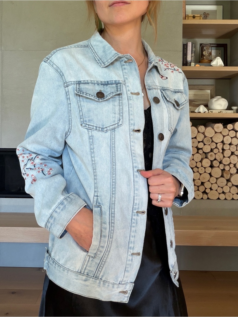 Rails Embroidered Light Blue Denim Jacket small to medium.